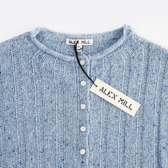 NWT ALEX MILL Reese Merino Wool Blend Cardigan Sweater Blue $175 - Size XL - Picture 4 of 10